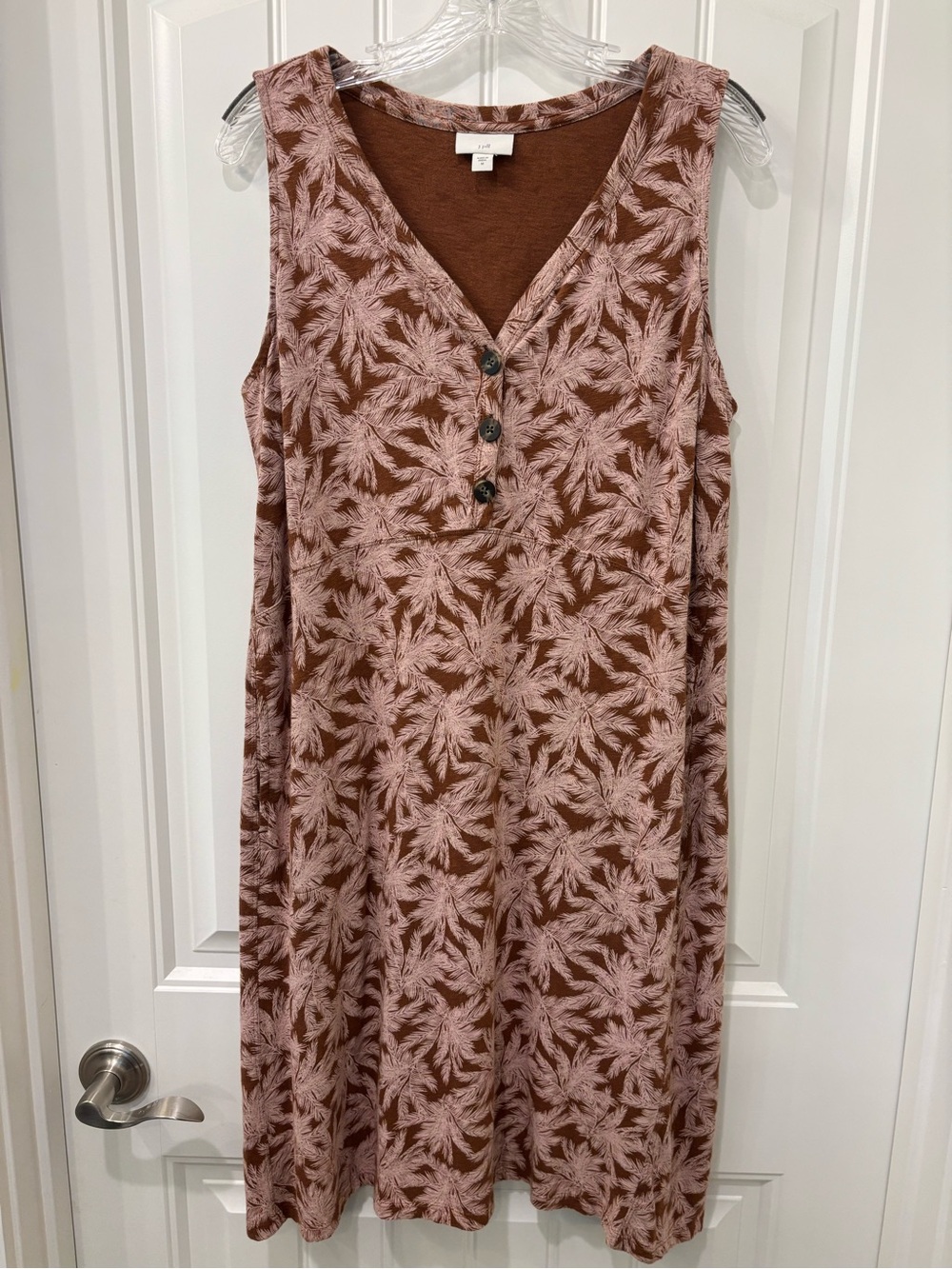 J. Jill Women’s Brown Tropical Print Sleeveless Dress Size M